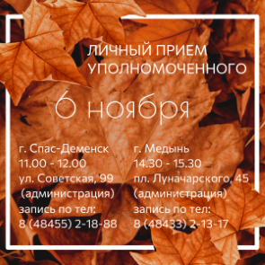 Следующий личный прием Уполномоченного - в Спас-Деменске и Медыни Уполномоченный по правам человека в Калужской области